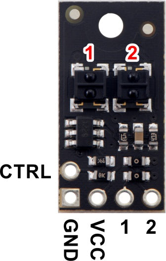 QTRX-HD-02A Reflectance Sensor Array: 2-Channel, 4mm Pitch, Analog Output, Low Current