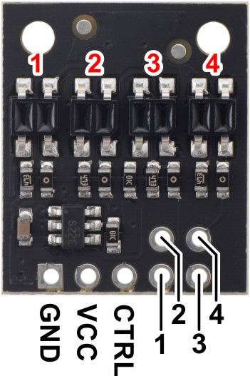 QTR-HD-04A Reflectance Sensor Array: 4-Channel, 4mm Pitch, Analog Output