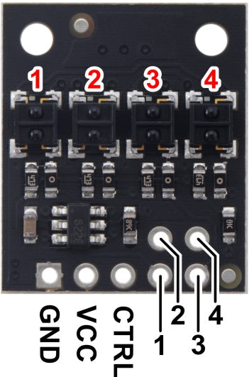 QTRX-HD-04A Reflectance Sensor Array: 4-Channel, 4mm Pitch, Analog Output, Low Current