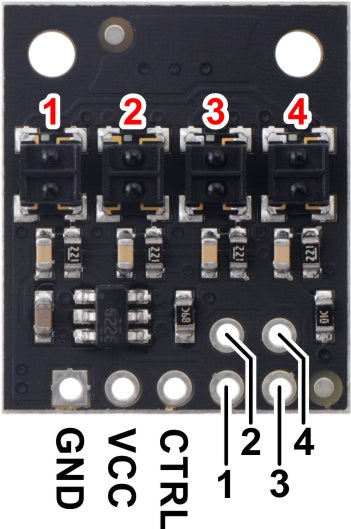 QTRX-HD-04RC Reflectance Sensor Array: 4-Channel, 4mm Pitch, RC Output, Low Current