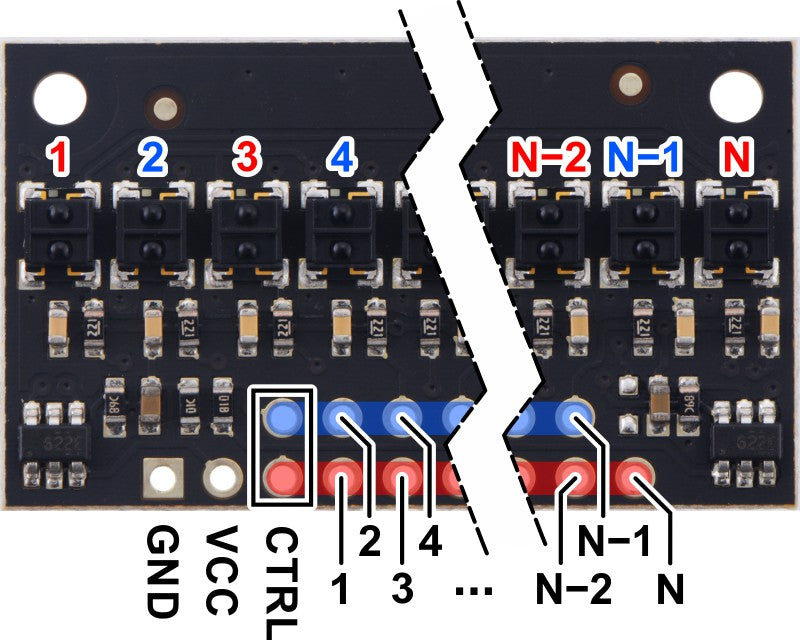 QTRX-HD-13RC Reflectance Sensor Array: 13-Channel, 4mm Pitch, RC Output, Low Current