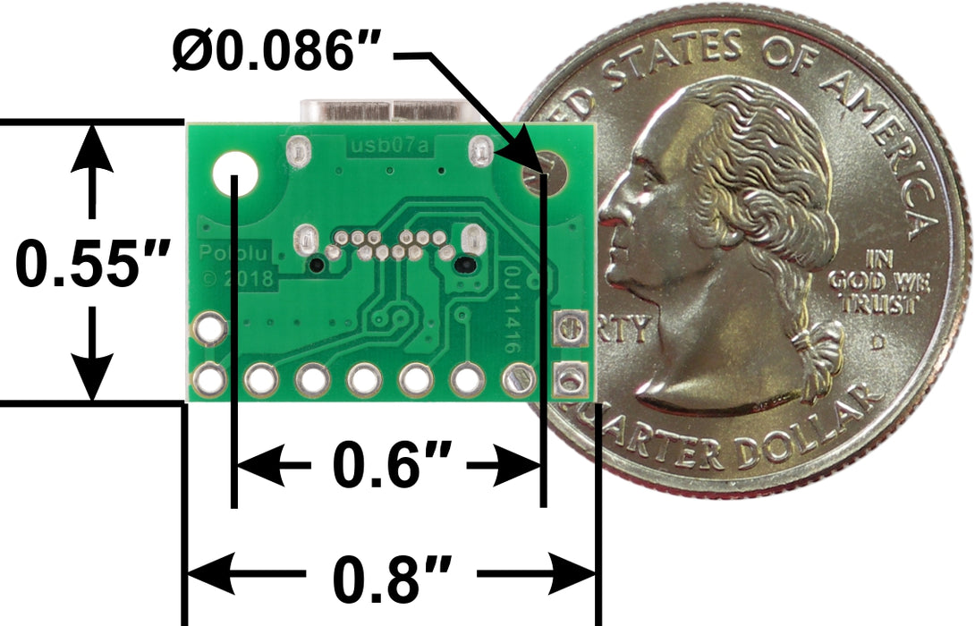 USB 2.0 Type-C Connector Breakout Board (usb07a)