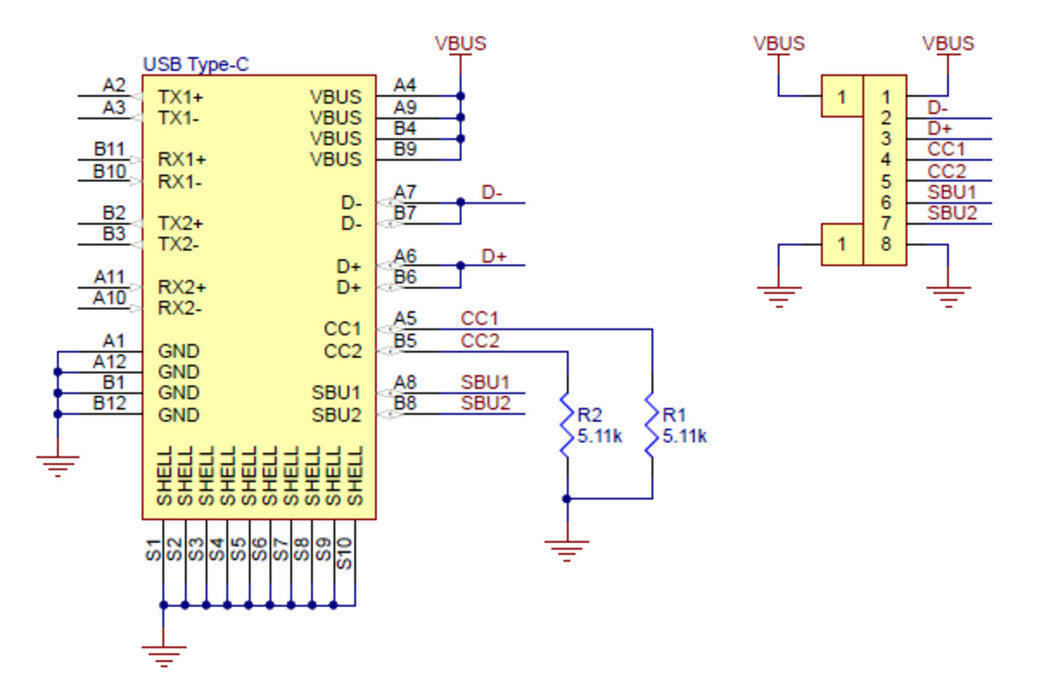USB 2.0 Type-C Connector Breakout Board (usb07a)