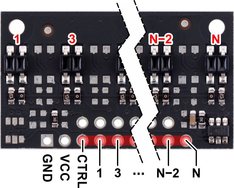 QTR-MD-06A Reflectance Sensor Array: 6-Channel, 8mm Pitch, Analog Output