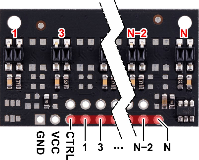 QTR-MD-08RC Reflectance Sensor Array: 8-Channel, 8mm Pitch, RC Output