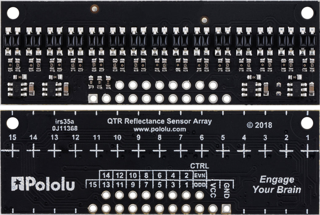 QTR-HD-15A Reflectance Sensor Array: 15-Channel, 4mm Pitch, Analog Output