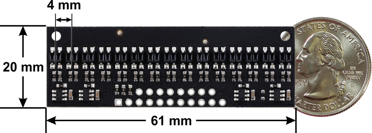 QTR-HD-15A Reflectance Sensor Array: 15-Channel, 4mm Pitch, Analog Output