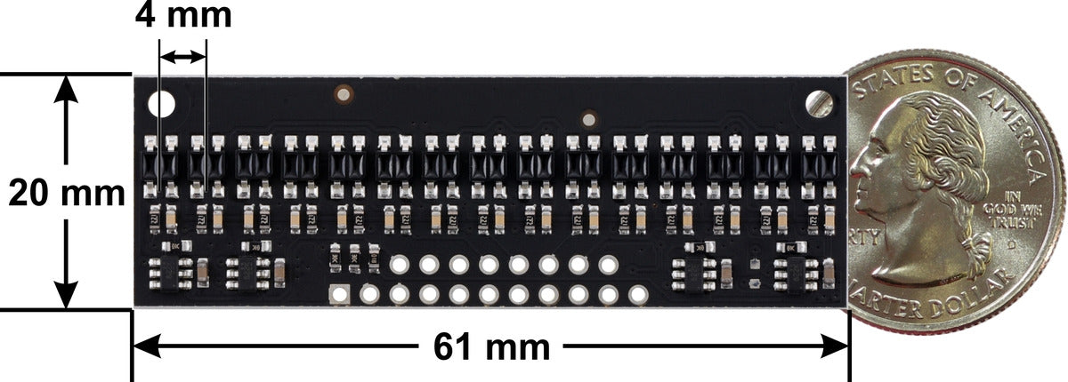 QTR-HD-15RC Reflectance Sensor Array: 15-Channel, 4mm Pitch, RC Output