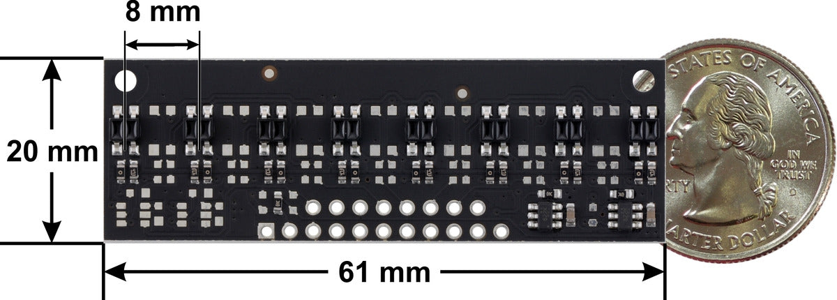 QTR-MD-08A Reflectance Sensor Array: 8-Channel, 8mm Pitch, Analog Output