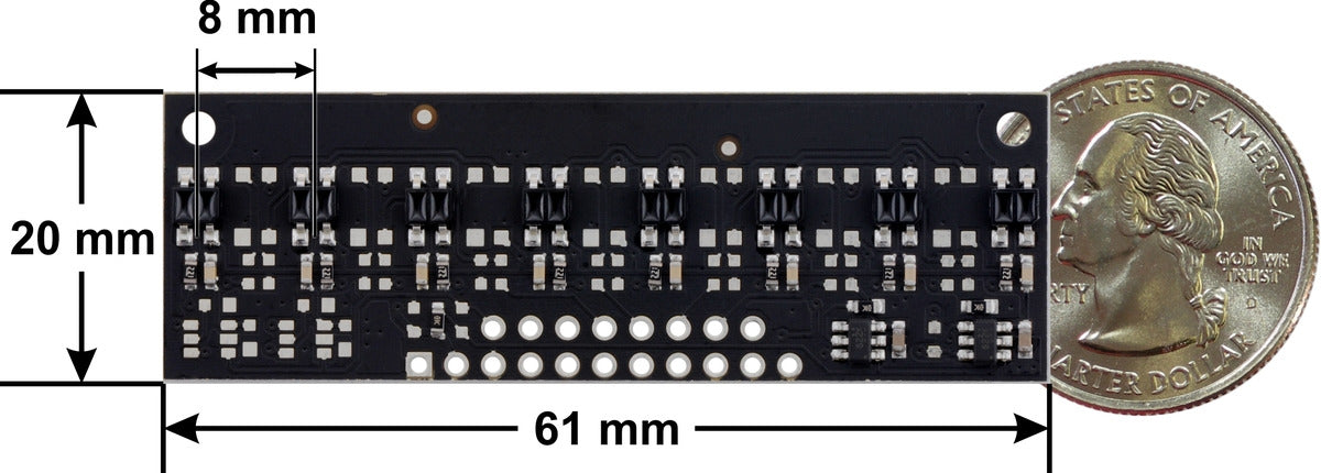 QTR-MD-08RC Reflectance Sensor Array: 8-Channel, 8mm Pitch, RC Output