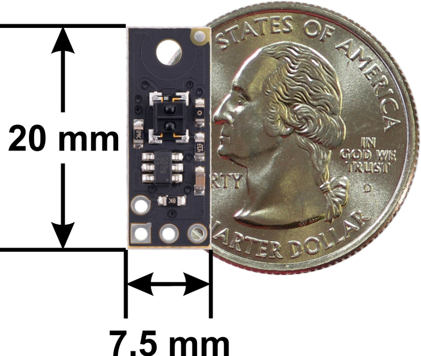 QTRX-MD-01A Reflectance Sensor: 1-Channel, 7.5mm Wide, Analog Output, Low Current