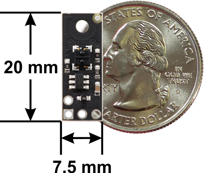 QTRXL-MD-01A Reflectance Sensor: 1-Channel, 7.5mm Wide, Analog Output, Long Range