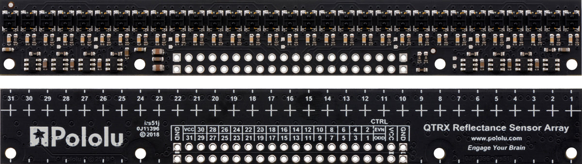 QTRX-HD-31RC Reflectance Sensor Array: 31-Channel, 4mm Pitch, RC Output, Low Current