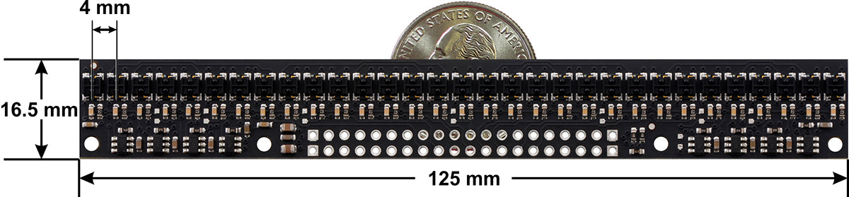 QTRX-HD-31RC Reflectance Sensor Array: 31-Channel, 4mm Pitch, RC Output, Low Current