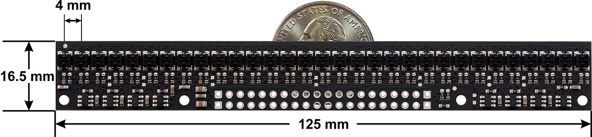 QTRX-HD-31A Reflectance Sensor Array: 31-Channel, 4mm Pitch, Analog Output, Low Current