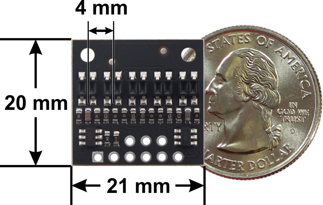 QTR-HD-05A Reflectance Sensor Array: 5-Channel, 4mm Pitch, Analog Output