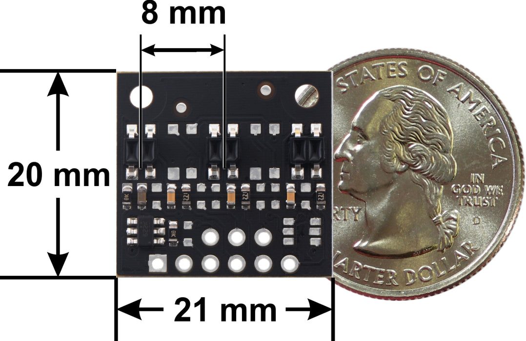 QTR-MD-03RC Reflectance Sensor Array: 3-Channel, 8mm Pitch, RC Output