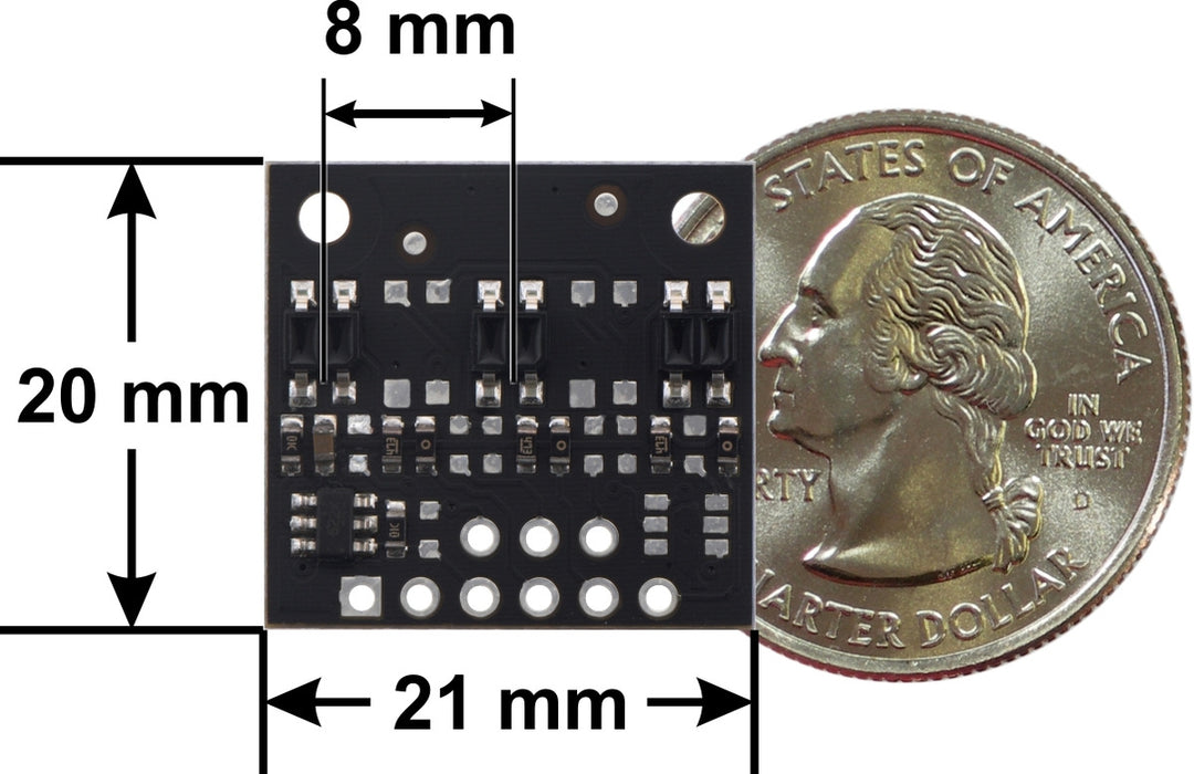 QTR-MD-03A Reflectance Sensor Array: 3-Channel, 8mm Pitch, Analog Output