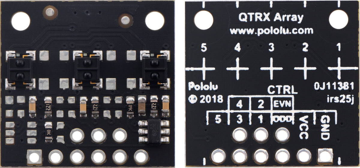 QTRX-MD-03RC Reflectance Sensor Array: 3-Channel, 8mm Pitch, RC Output, Low Current