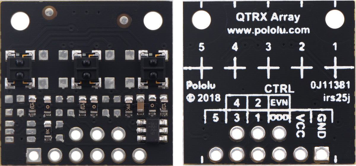 QTRX-MD-03A Reflectance Sensor Array: 3-Channel, 8mm Pitch, Analog Output, Low Current