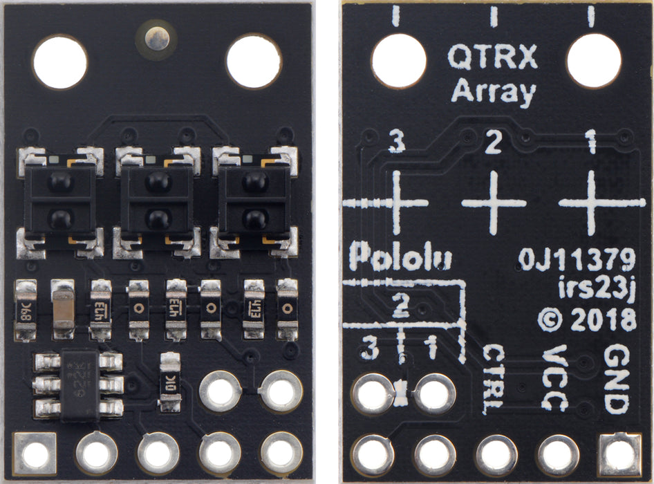 QTRX-HD-03A Reflectance Sensor Array: 3-Channel, 4mm Pitch, Analog Output, Low Current