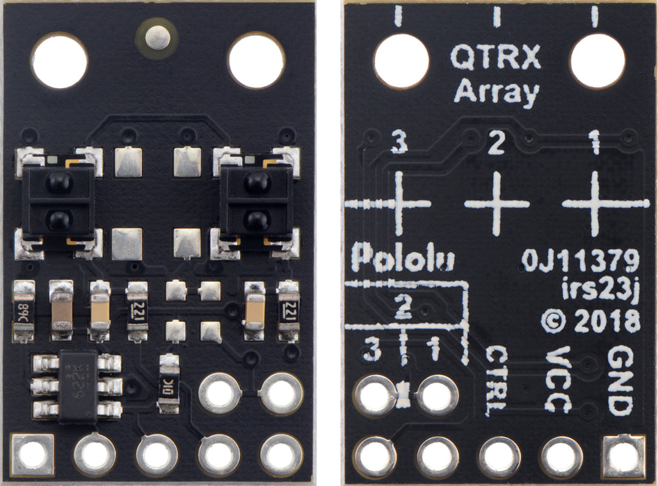 QTRX-MD-02RC Reflectance Sensor Array: 2-Channel, 8mm Pitch, RC Output, Low Current 