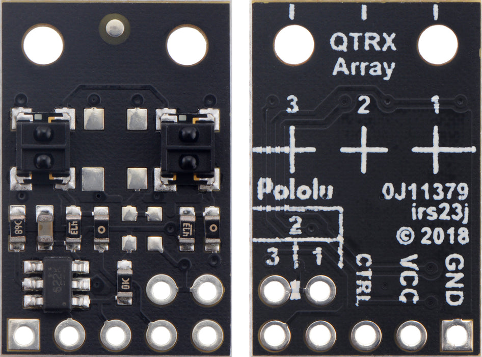 QTRX-MD-02A Reflectance Sensor Array: 2-Channel, 8mm Pitch, Analog Output, Low Current