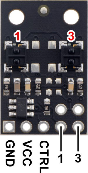 QTRX-MD-02RC Reflectance Sensor Array: 2-Channel, 8mm Pitch, RC Output, Low Current 