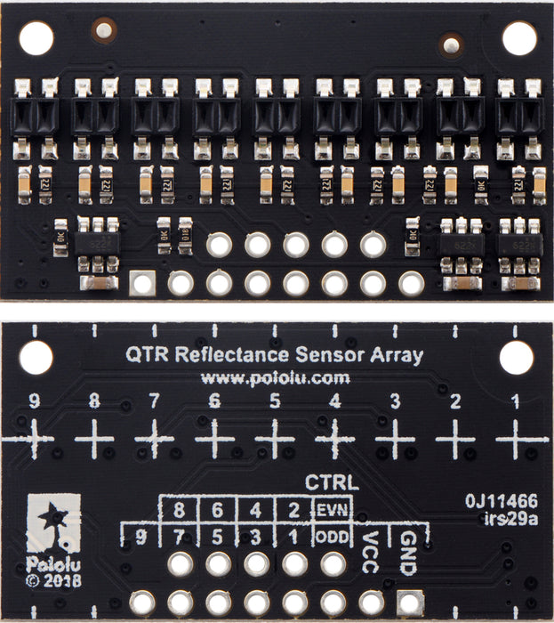 QTR-HD-09RC Reflectance Sensor Array: 9-Channel, 4mm Pitch, RC Output