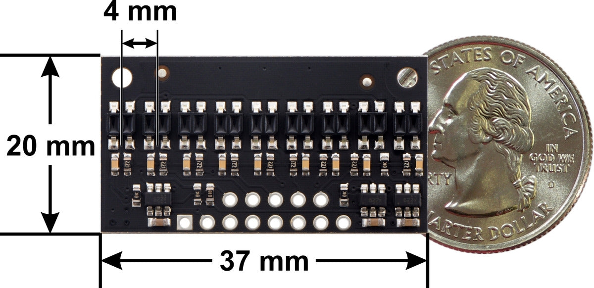 QTR-HD-09RC Reflectance Sensor Array: 9-Channel, 4mm Pitch, RC Output