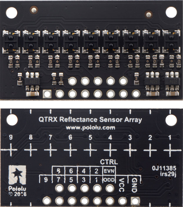 QTRX-HD-09A Reflectance Sensor Array: 9-Channel, 4mm Pitch, Analog Output, Low Current