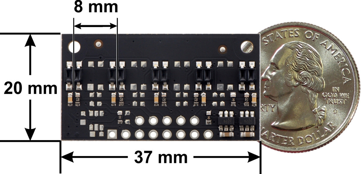 QTR-MD-05RC Reflectance Sensor Array: 5-Channel, 8mm Pitch, RC Output