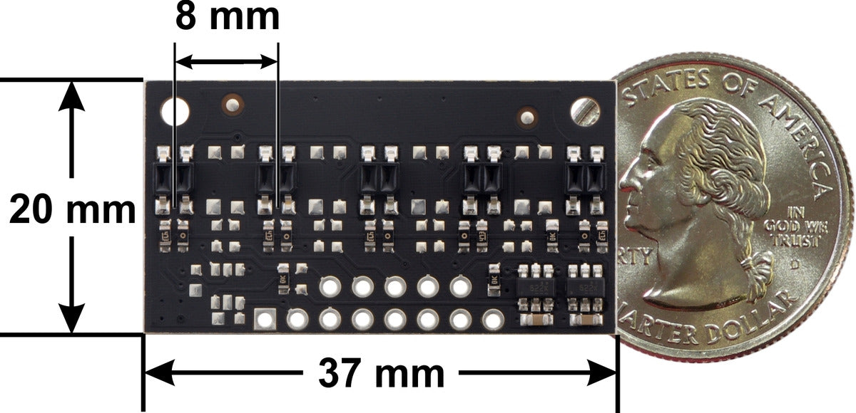 QTR-MD-05A Reflectance Sensor Array: 5-Channel, 8mm Pitch, Analog Output