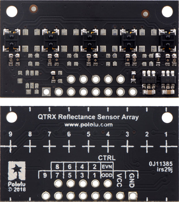 QTRX-MD-05A Reflectance Sensor Array: 5-Channel, 8mm Pitch, Analog Output, Low Current