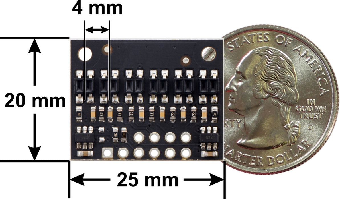 QTR-HD-06RC Reflectance Sensor Array: 6-Channel, 4mm Pitch, RC Output