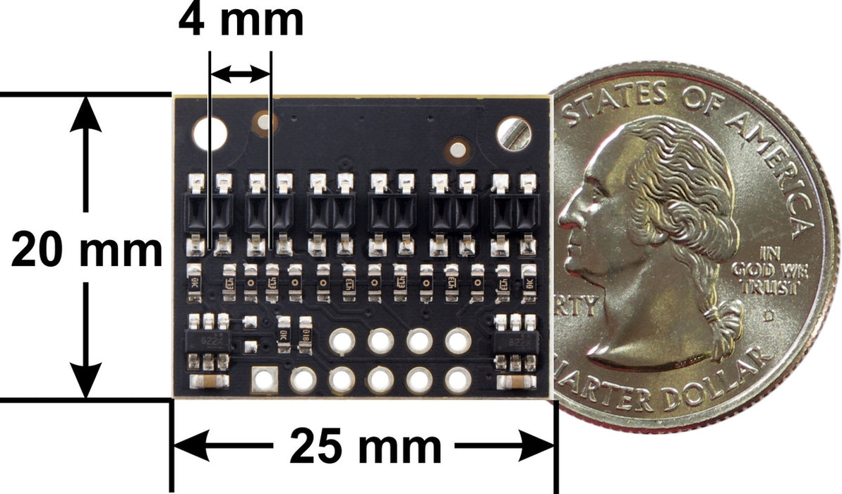 QTR-HD-06A Reflectance Sensor Array: 6-Channel, 4mm Pitch, Analog Output