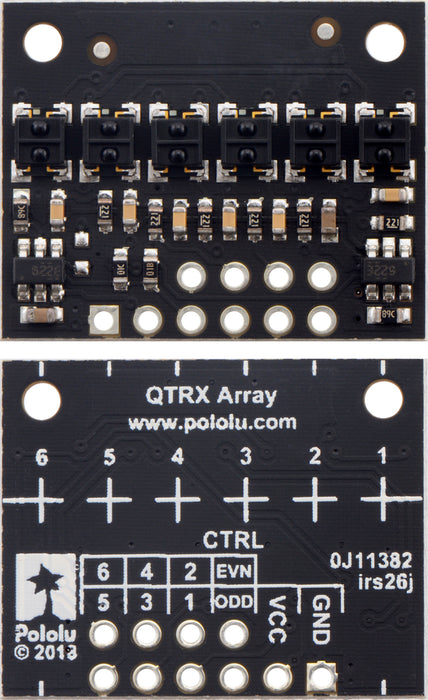 QTRX-HD-06RC Reflectance Sensor Array: 6-Channel, 4mm Pitch, RC Output, Low Current