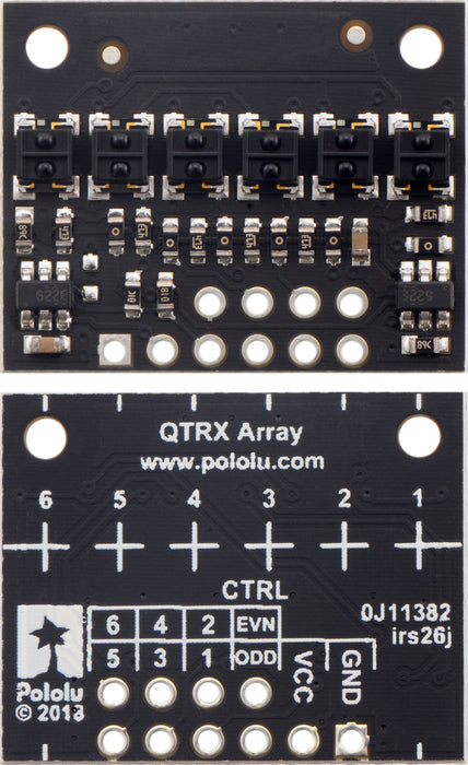 QTRX-HD-06A Reflectance Sensor Array: 6-Channel, 4mm Pitch, Analog Output, Low Current