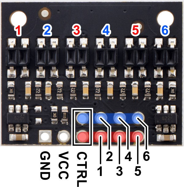 QTR-HD-06RC Reflectance Sensor Array: 6-Channel, 4mm Pitch, RC Output