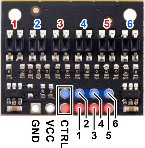 QTR-HD-06A Reflectance Sensor Array: 6-Channel, 4mm Pitch, Analog Output