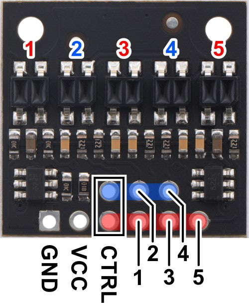 QTR-HD-05RC Reflectance Sensor Array: 5-Channel, 4mm Pitch, RC Output