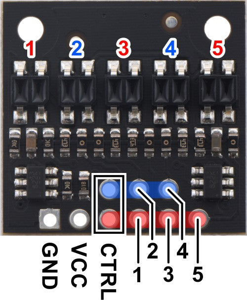 QTR-HD-05A Reflectance Sensor Array: 5-Channel, 4mm Pitch, Analog Output