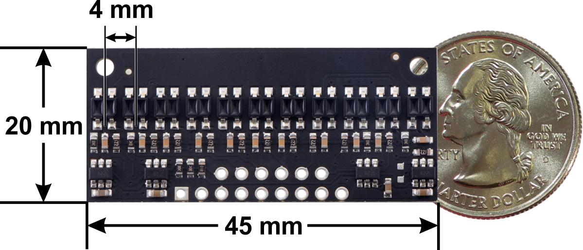 QTR-HD-11RC Reflectance Sensor Array: 11-Channel, 4mm Pitch, RC Output