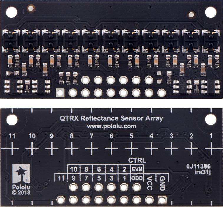 QTRX-HD-11RC Reflectance Sensor Array: 11-Channel, 4mm Pitch, RC Output, Low Current