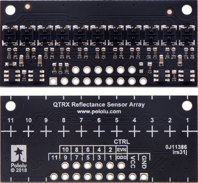 QTRX-HD-11A Reflectance Sensor Array: 11-Channel, 4mm Pitch, Analog Output, Low Current