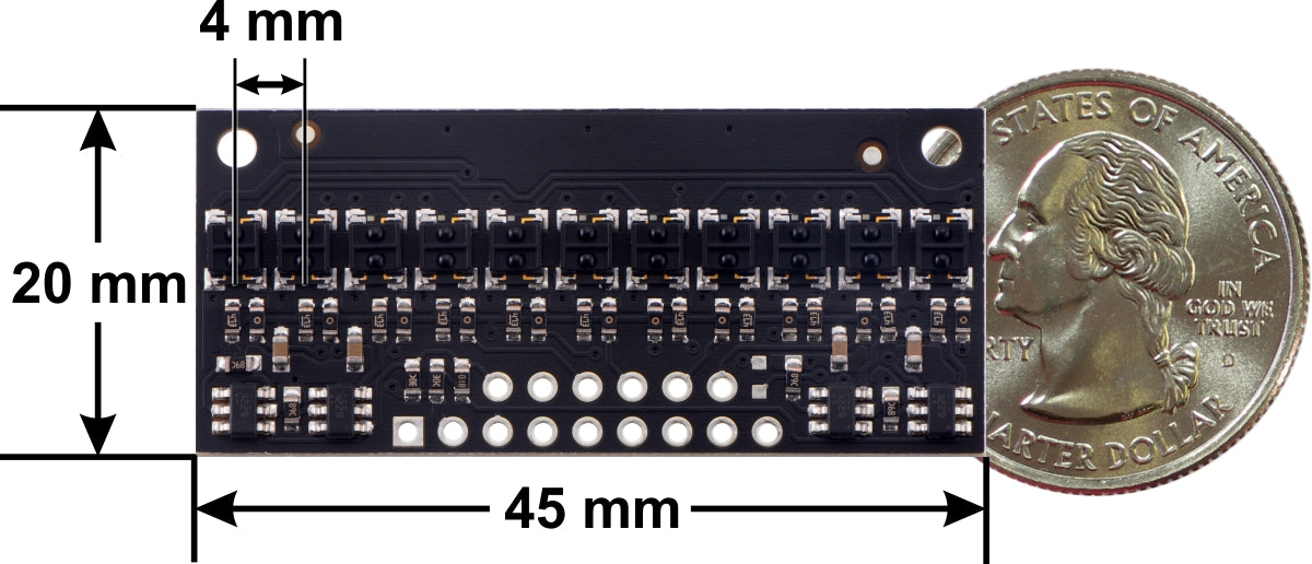 QTRX-HD-11A Reflectance Sensor Array: 11-Channel, 4mm Pitch, Analog Output, Low Current