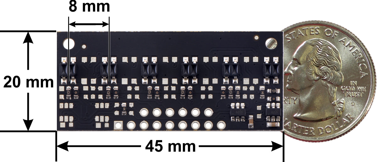 QTR-MD-06A Reflectance Sensor Array: 6-Channel, 8mm Pitch, Analog Output