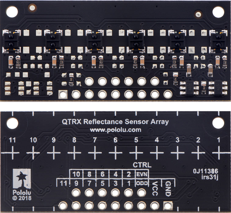 QTRX-MD-06RC Reflectance Sensor Array: 6-Channel, 8mm Pitch, RC Output, Low Current