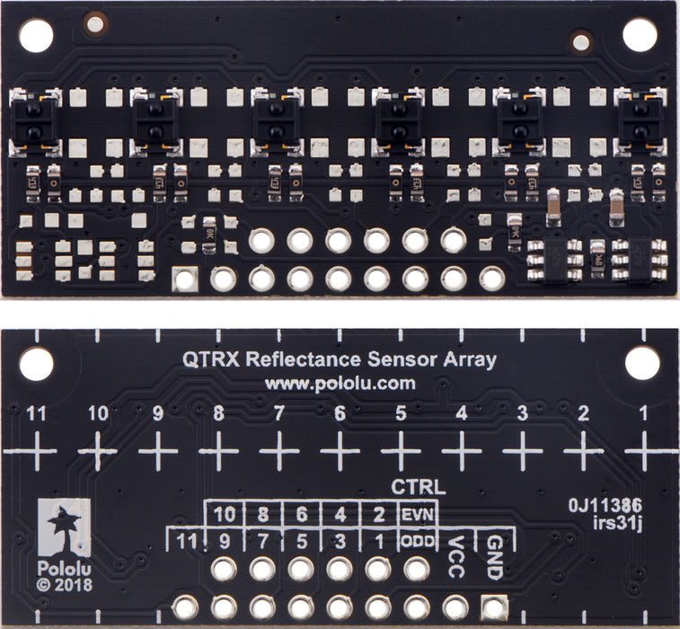 QTRX-MD-06A Reflectance Sensor Array: 6-Channel, 8mm Pitch, Analog Output, Low Current 