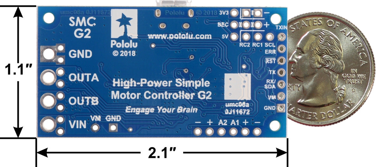 High-Power Simple Motor Controller G2 24v12 (Connectors Soldered)